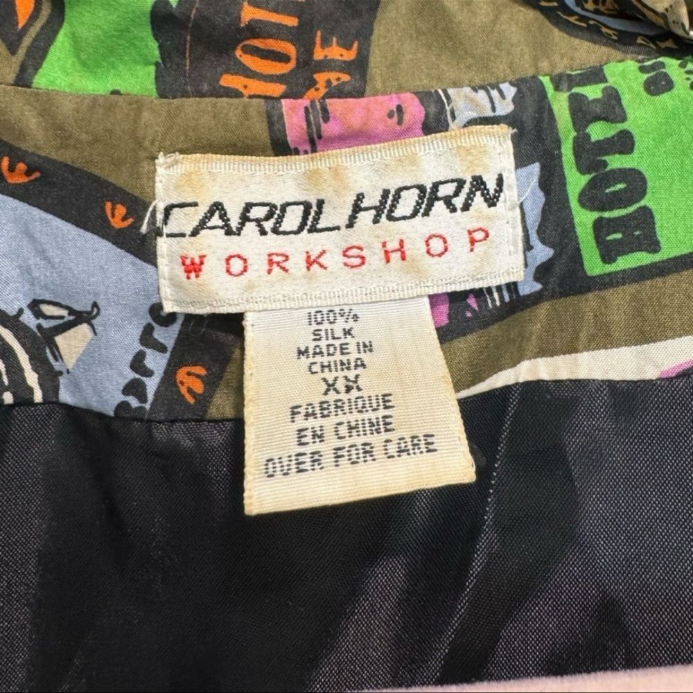 Vintage Carol Horn Workshop 1980s Silk Travel Theme Oversized Blazer – Size 2X - Picture 3 of 6